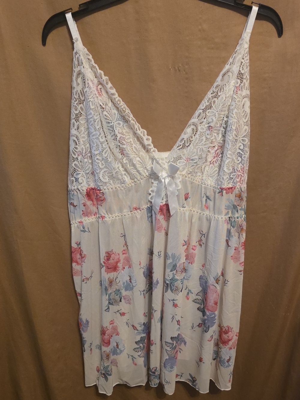 Womens' Cream Floral Nightie 3X New